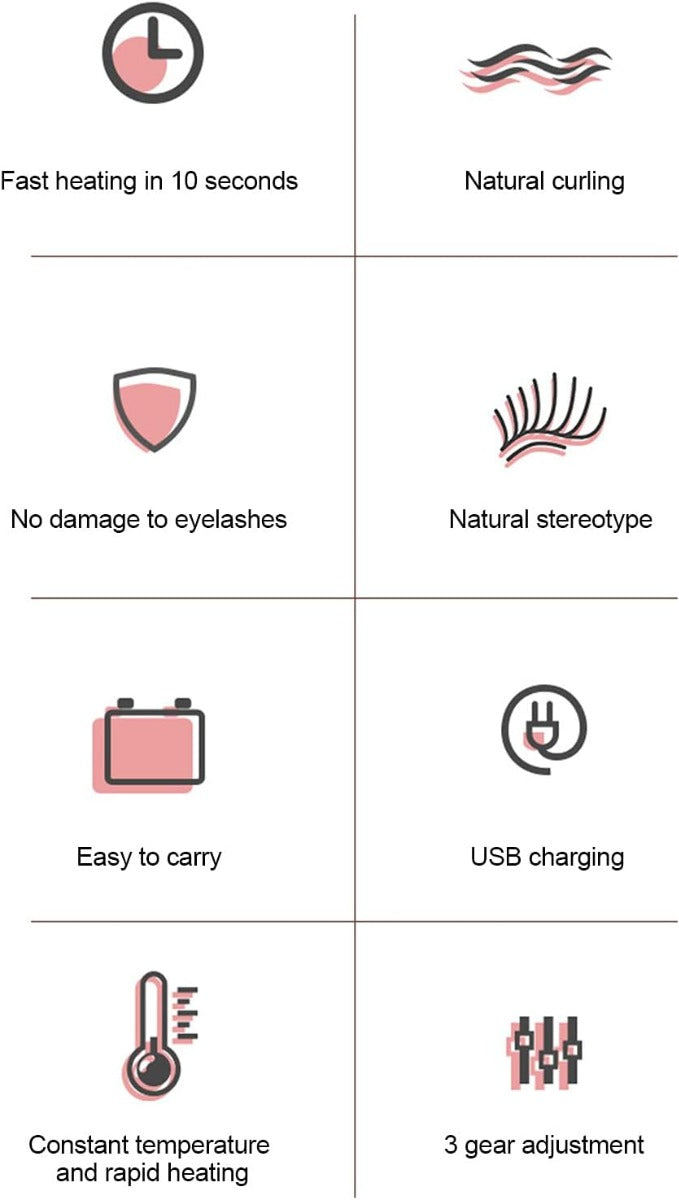 USB-aufladbarer beheizter Wimpernzange mit schneller Erwärmung der Augen, Schönheits-Make-up, Wimpernzange für Mädchen und Frauen