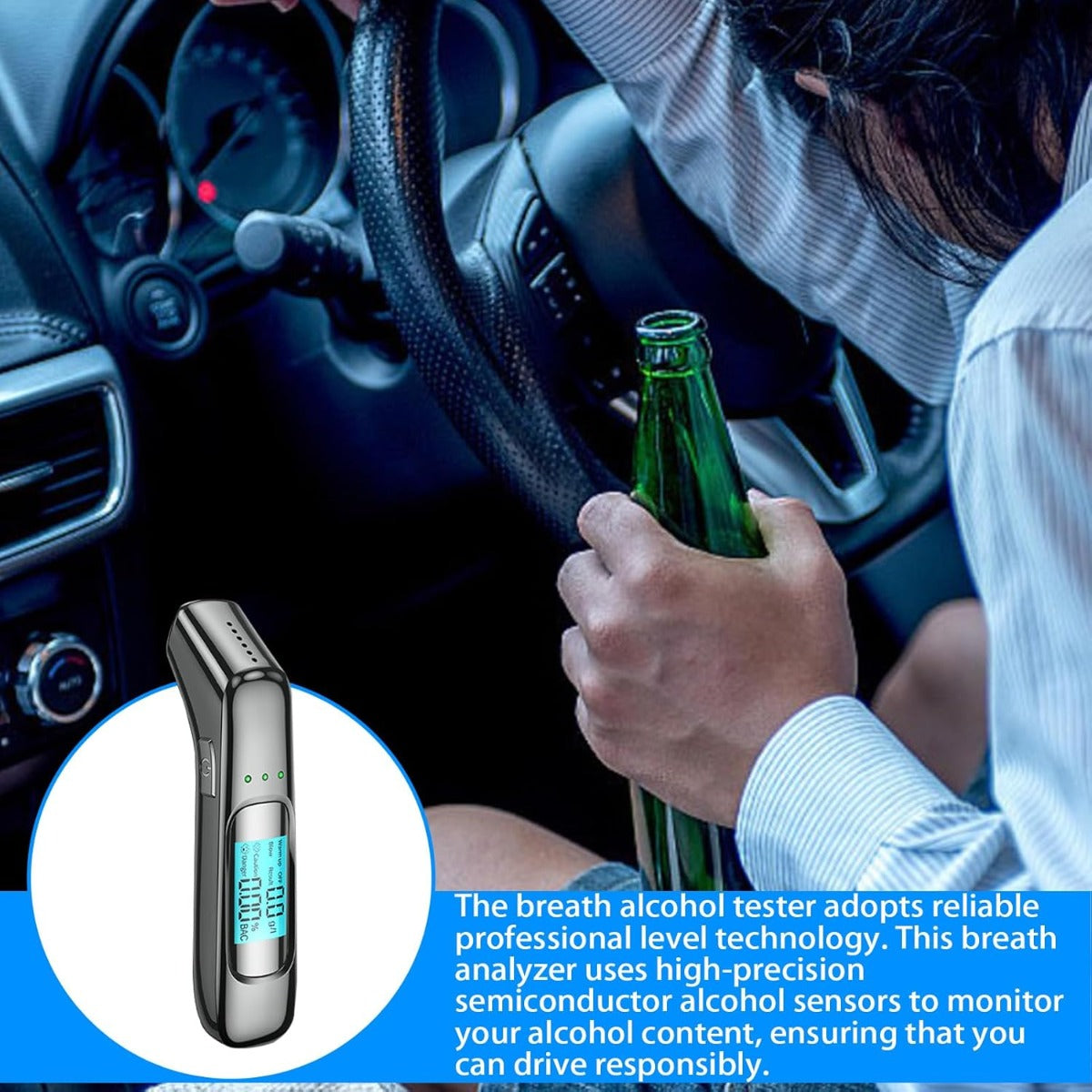 Tragbarer Alkoholdetektor mit Hygienedüse – Hochpräziser Sensor-Alkoholtester