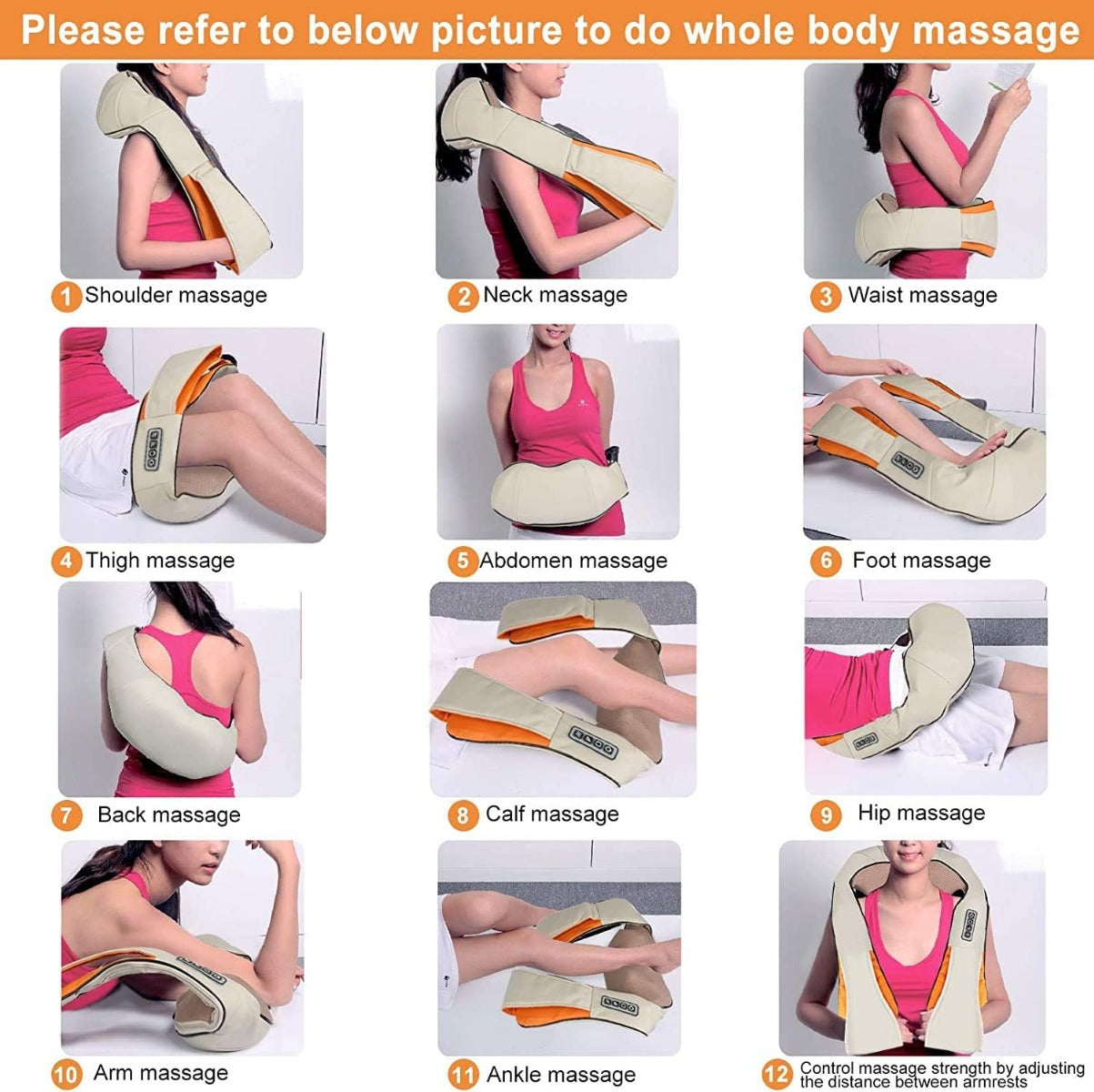 Neck and Back Massager with Shiatsu Function and Heating