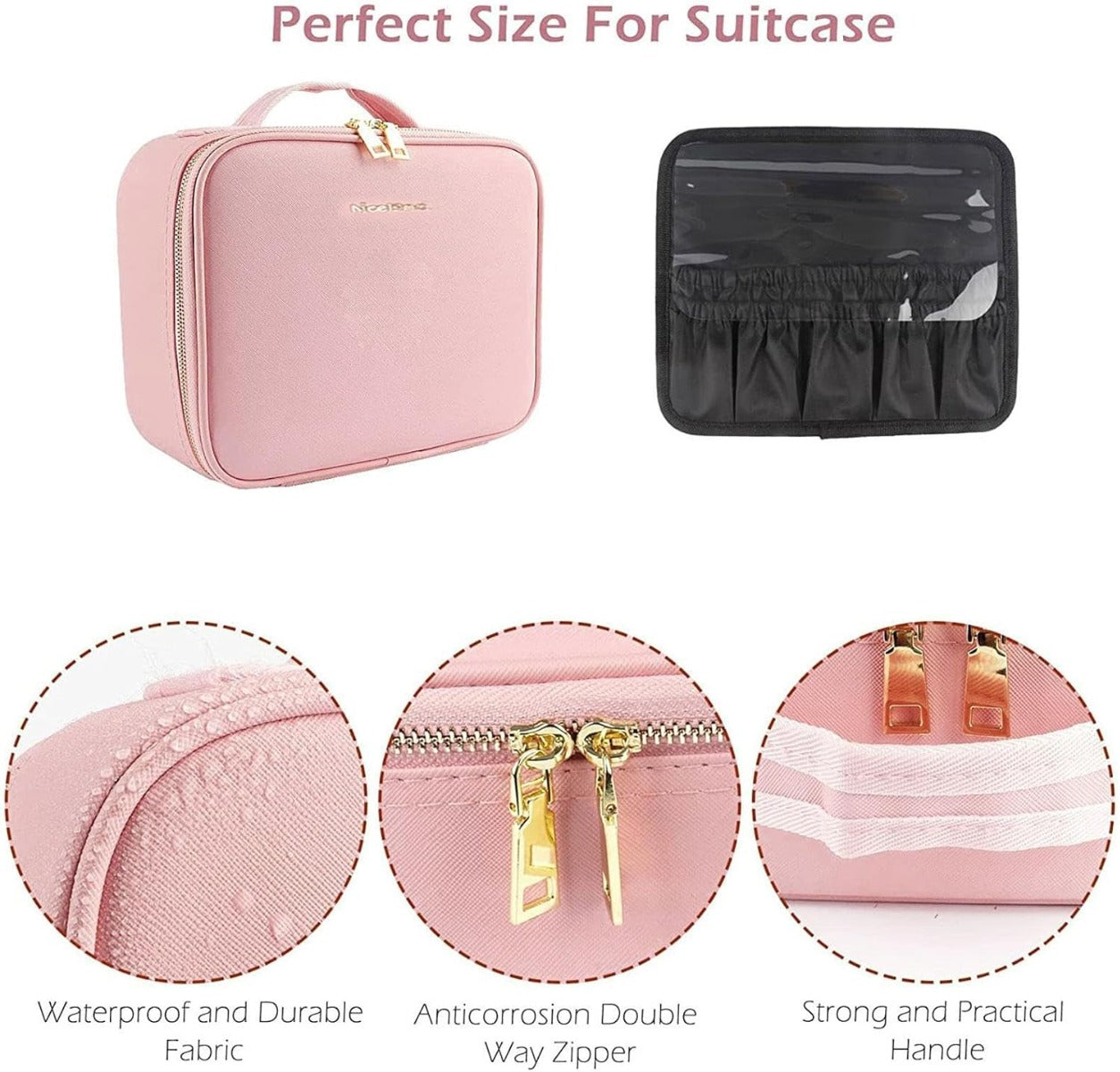 LED Lighted Mirror Makeup Bag - Travel Case with 3 Color Settings, Stylish and Functional