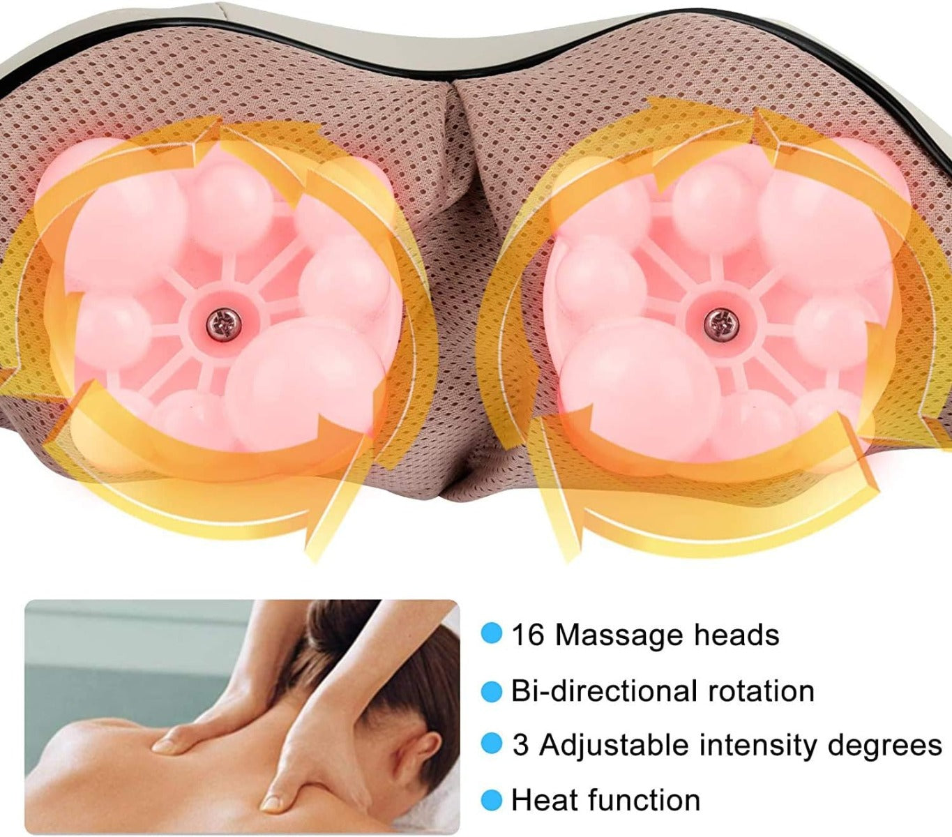 Neck and Back Massager with Shiatsu Function and Heating