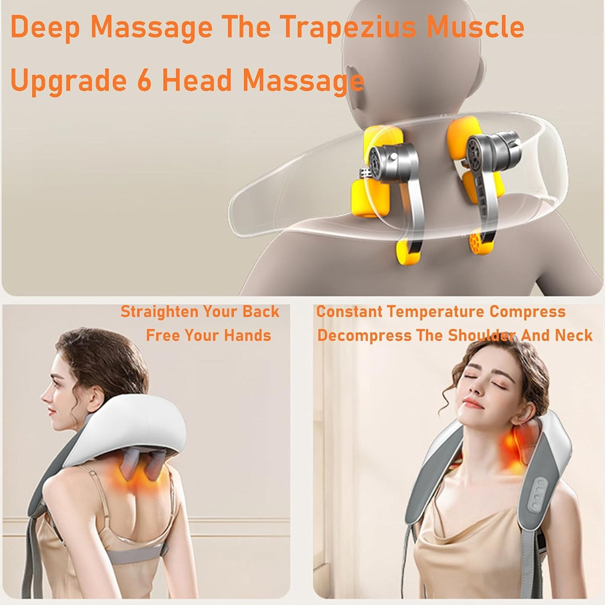 Zervikales Massagegerät, Nacken-Schulter-Rücken-Massagegerät mit Heizung