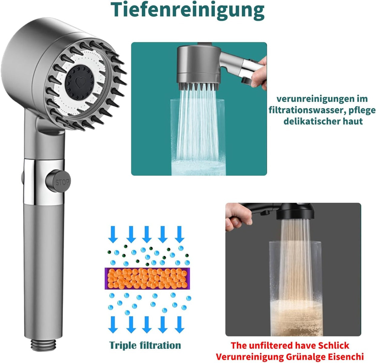 Aquadeluxe Wassersparender Duschkopf