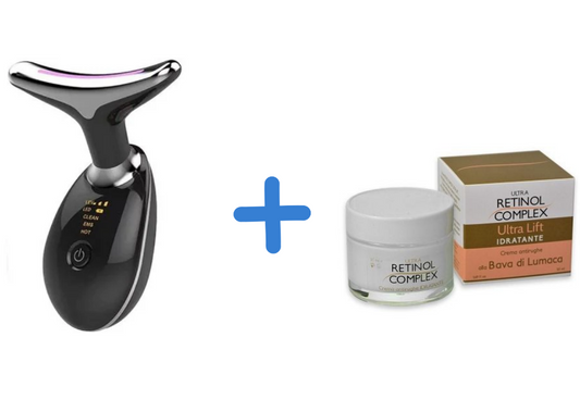 Wiederaufladbares Anti-Aging-Schönheitsmassagegerät-Set für Hals und Gesicht + Schneckenschleim-Gesichtscreme mit Retinol-Komplex, feuchtigkeitsspendend, regenerierend, gegen Falten